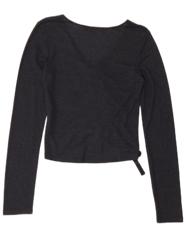 Crop Top pentru femei All Saints cu mânecă lungă UK 12 Medium Bleumarin Viscoză