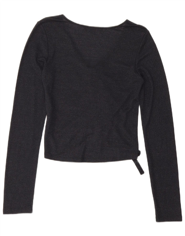 Crop Top pentru femei All Saints cu mânecă lungă UK 12 Medium Bleumarin Viscoză