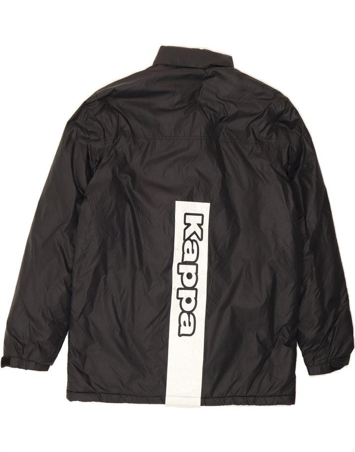 KAPPA Mens Graphic Hooded Padded Jacket UK 40 Large Black Polyester Vintage Kappa and Second-Hand Kappa from Messina Hembry 