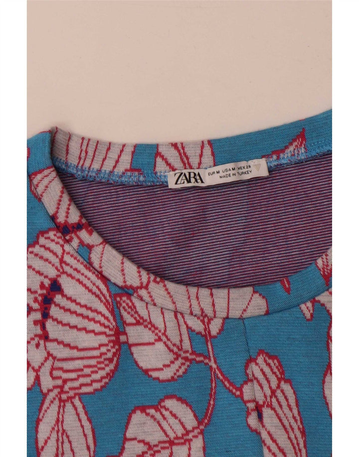 Rochie de bază pentru femei Zara UK 12 Medium Blue Floral