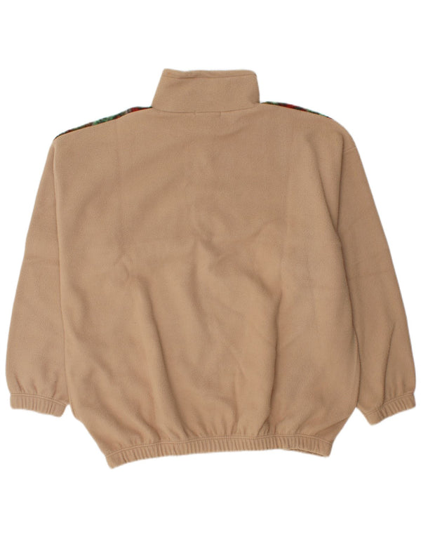 Jumper vintage pentru bărbați, cu grafică, cu fermoar și gât, din lână, XL, poliester, floral, bej