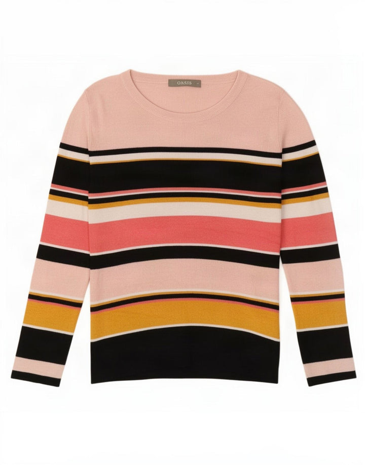 Pulover Oasis pentru femei cu gât de barcă UK 12 Medium, cu dungi multicolore