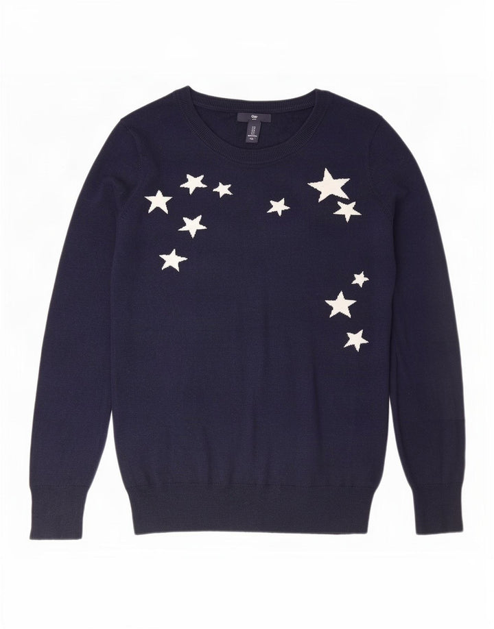 Pulover pentru femei Gap, cu model abstract, cu decolteu rotund, UK 10 Mic, bleumarin