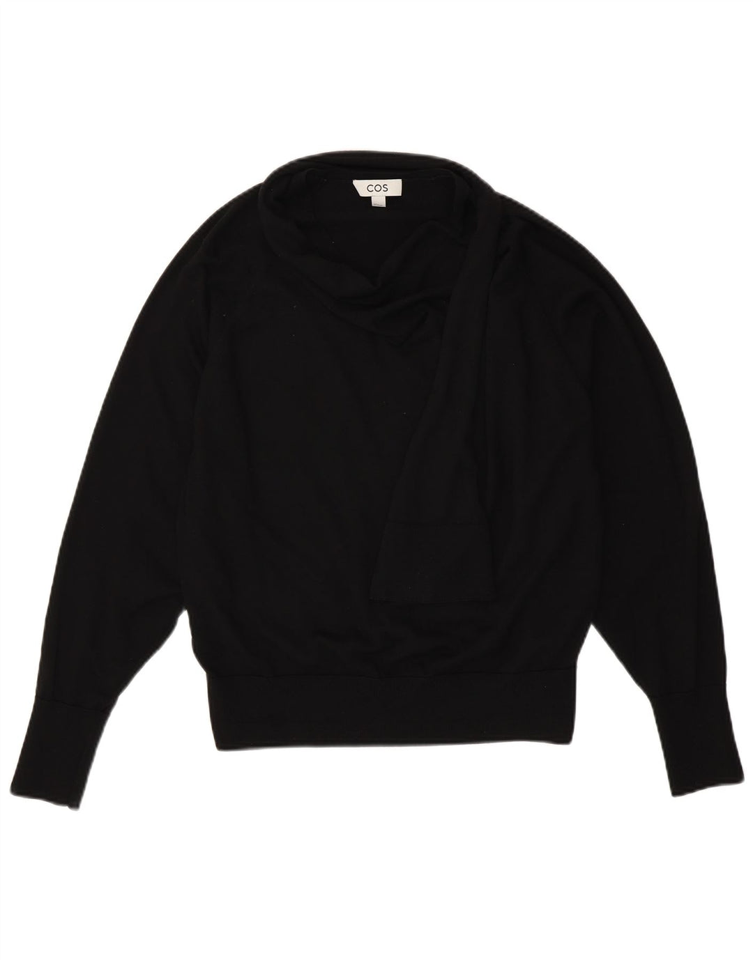 COS Pulover supradimensionat cu gât șal pentru femei UK 10 Lână neagră mică