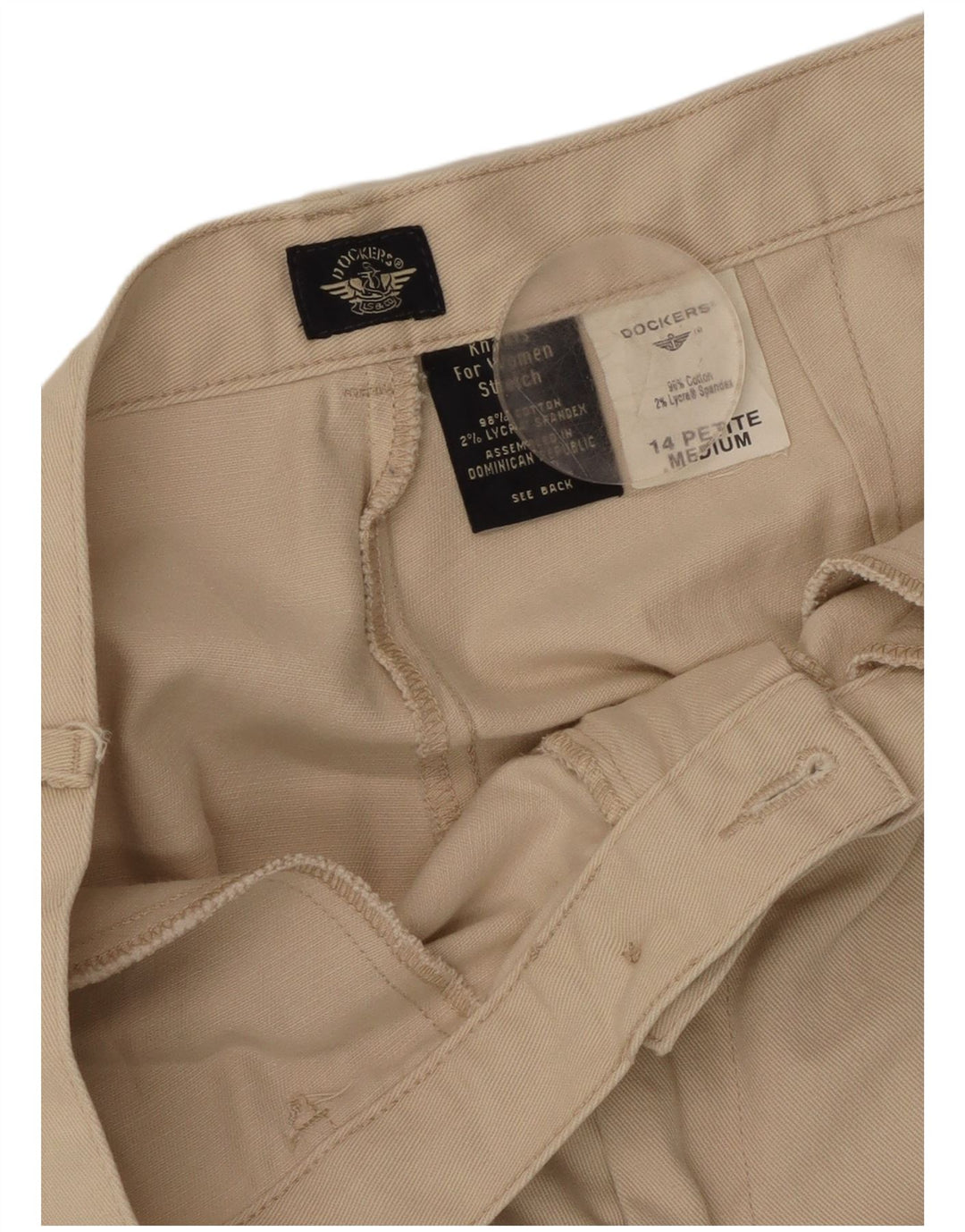 Pantaloni casual pentru femei Dockers cu talie înaltă US 14 XL W34 L27 bej bumbac