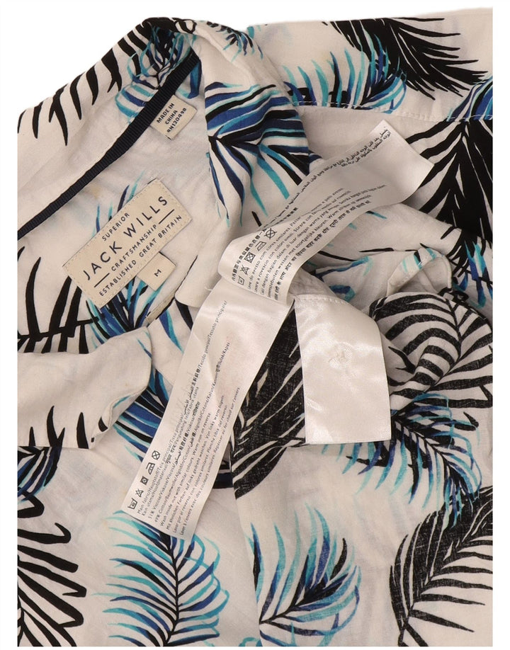 Cămașă Jack Wills pentru bărbați cu mânecă scurtă, alb mediu, viscoză florală