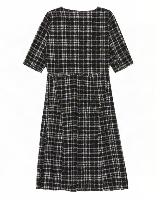 Rochie A-Line Oasis pentru femei cu mâneci 3/4 UK 14, mare, poliester cu carouri negru