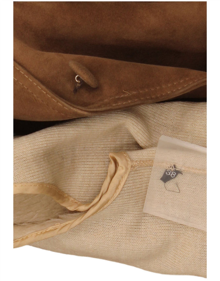 VINTAGE Pardesiu Sherpa din piele intoarsa pentru femei EU 38 Bej mediu