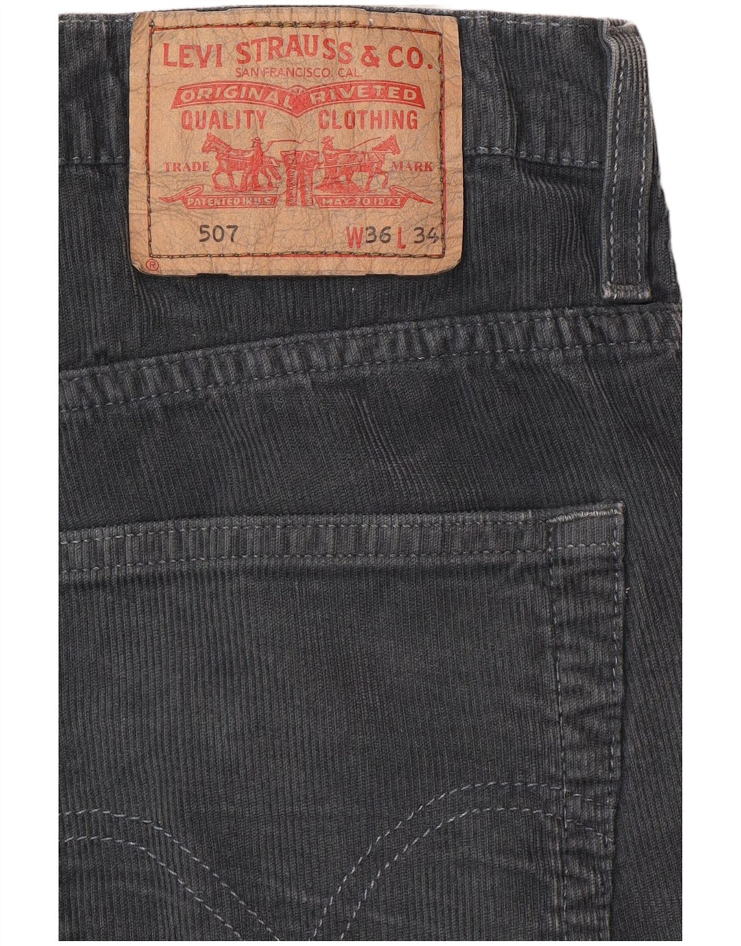 Pantaloni LEVI'S 507 Bootcut din velur pentru bărbați W36 L34, bumbac gri, clasici