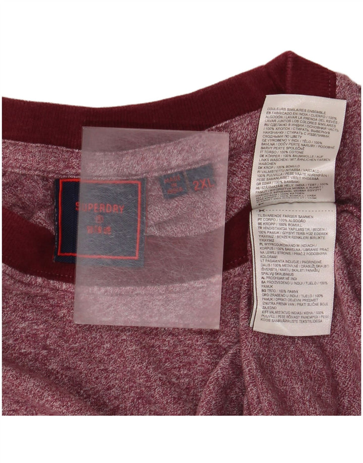 SUPERDRY tricou pentru bărbați Top 2XL burgundy bumbac cu pete