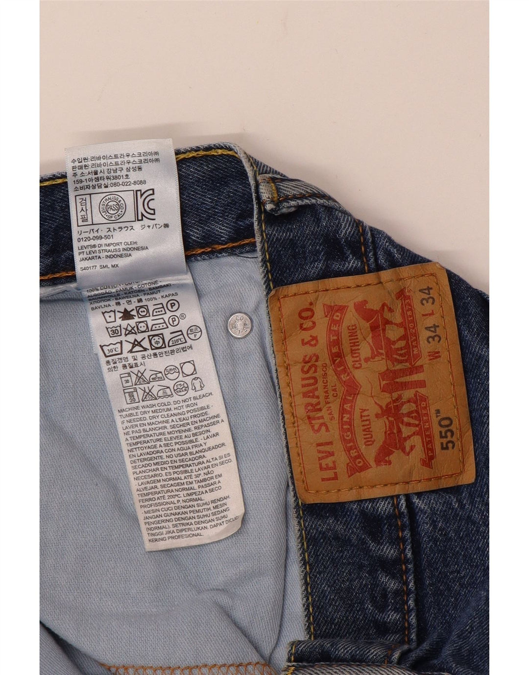 Blugi drepti pentru bărbați 550, cu ajustare relaxată, L34 L34, bumbac albastru