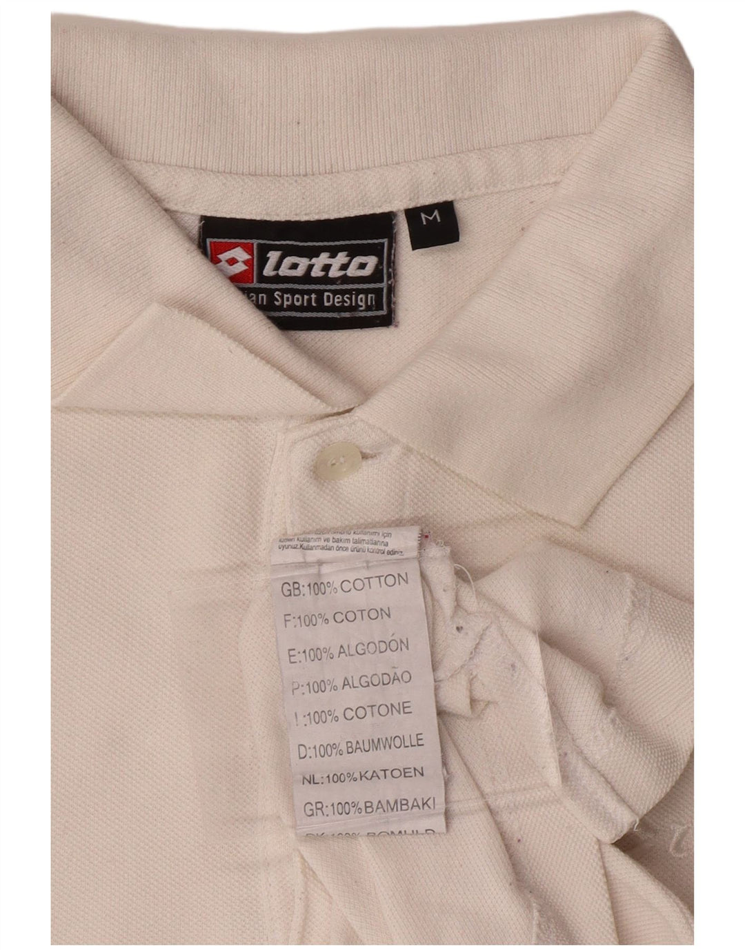Tricou polo pentru bărbați LOTTO cu mânecă lungă, bumbac alb mediu