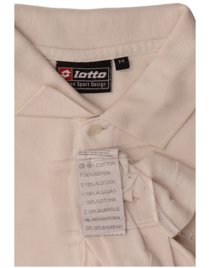 Tricou polo pentru bărbați LOTTO cu mânecă lungă, bumbac alb mediu