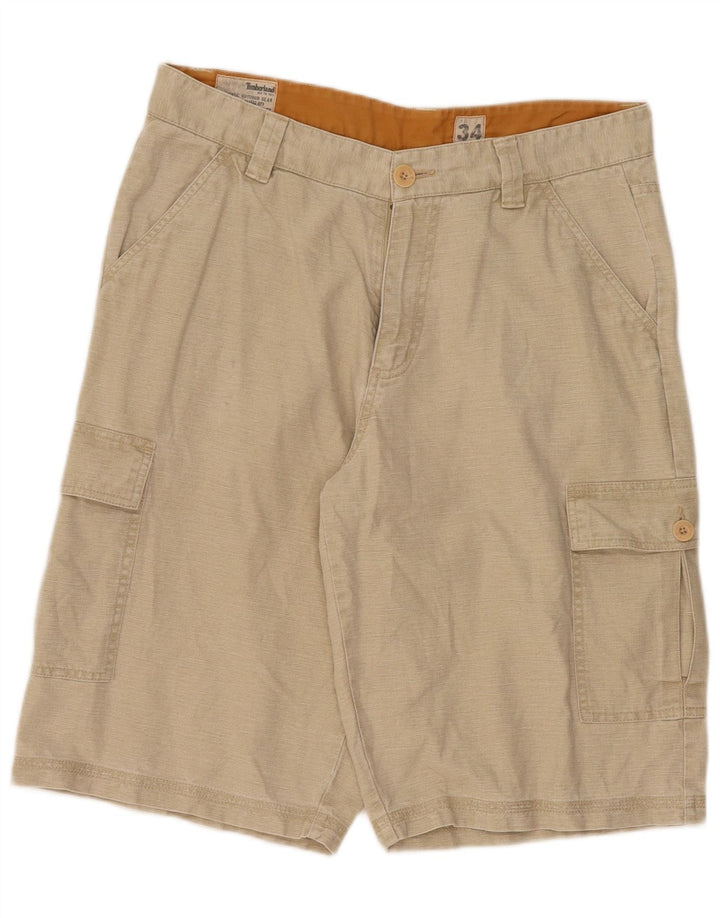 Timberland Mens Cargo Shorts W34 Large  Beige Cotton