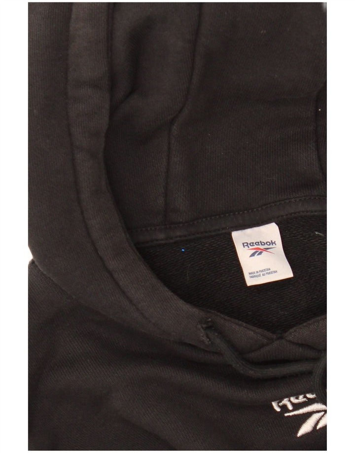 Pulover pentru femei REEBOK Crop Hoodie UK 12/14 Medium Black Bumbac