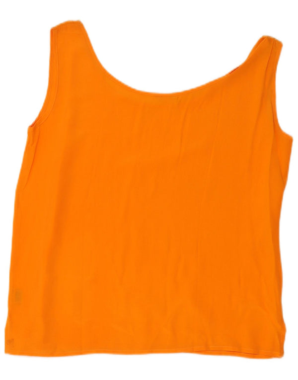 VINTAGE Womens Sleeveless Blouse Top UK 16 Large Orange Silk