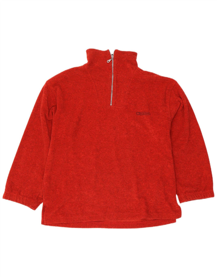 Pulover din fleece pentru bărbați Shamp, cu fermoar, decolteu largi, roșu, poliester