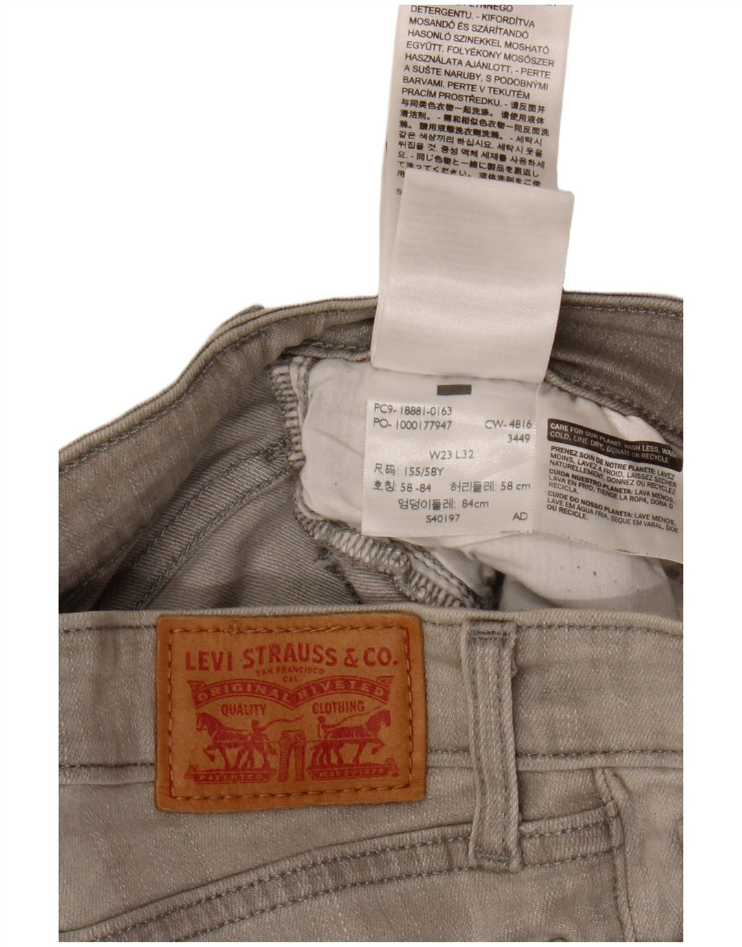 Blugi skinny Levi's 711 pentru femei W23 L32 bumbac gri
