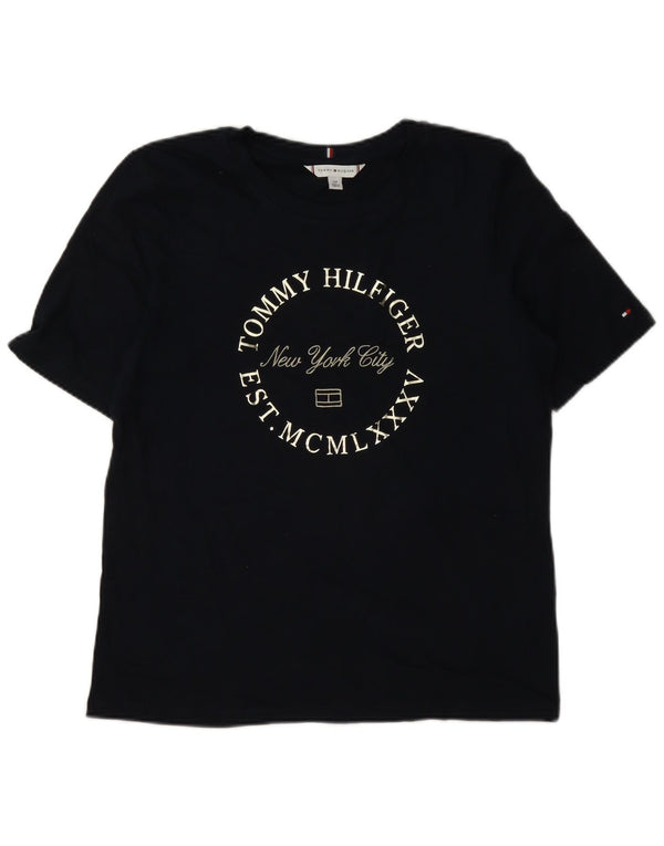 Tricou grafic Tommy Hilfiger pentru femei Top UK 10 mic Bumbac bleumarin