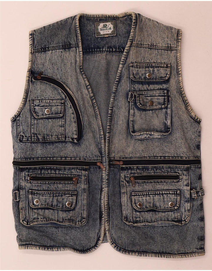 Gilet Vintage pentru bărbați din denim UK 40 Large Blue