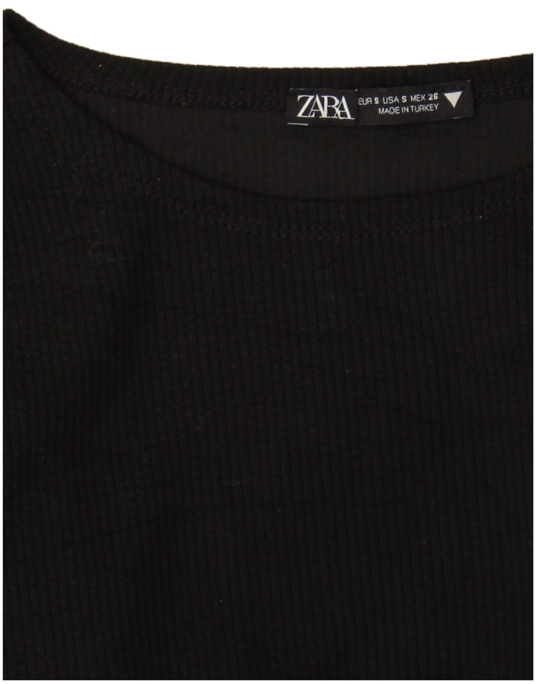 Crop Top pentru femei Zara cu mânecă lungă UK 8 Mic Negru