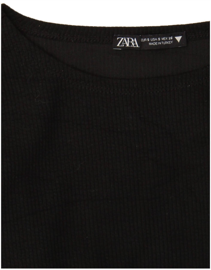 Crop Top pentru femei Zara cu mânecă lungă UK 8 Mic Negru