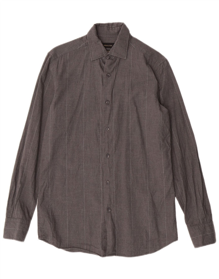 MASSIMO DUTTI Mens Shirt Small Grey Striped Cotton Vintage Massimo Dutti and Second-Hand Massimo Dutti from Messina Hembry 