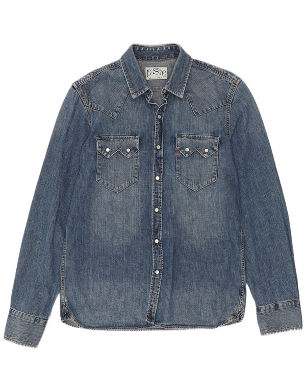 Cămașă Western Denim Levi's pentru bărbați, bumbac albastru mediu