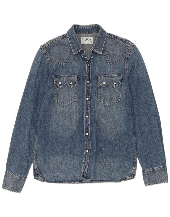 Cămașă Western Denim Levi's pentru bărbați, bumbac albastru mediu