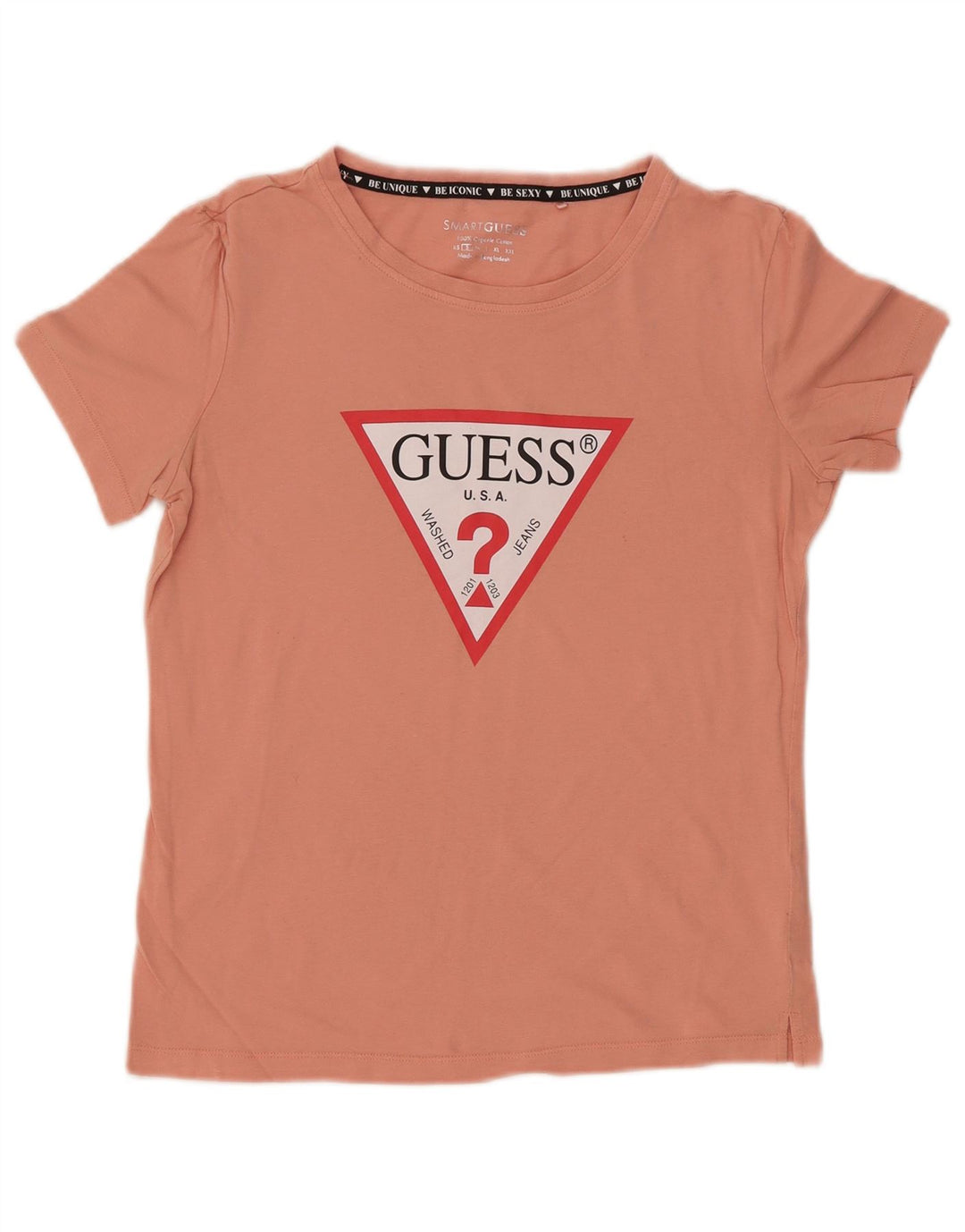 Tricou grafic GUESS pentru femei Top UK 10 Small Pink Bumbac