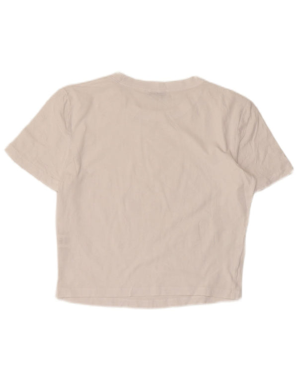 Tricou Crop pentru femei Zara UK 14, mare, alb, bumbac