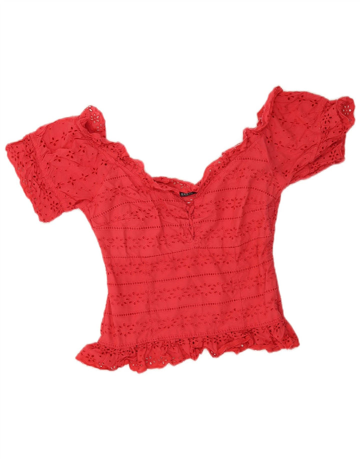 Bluză Crop pentru femei Guess UK 10 Small Pink