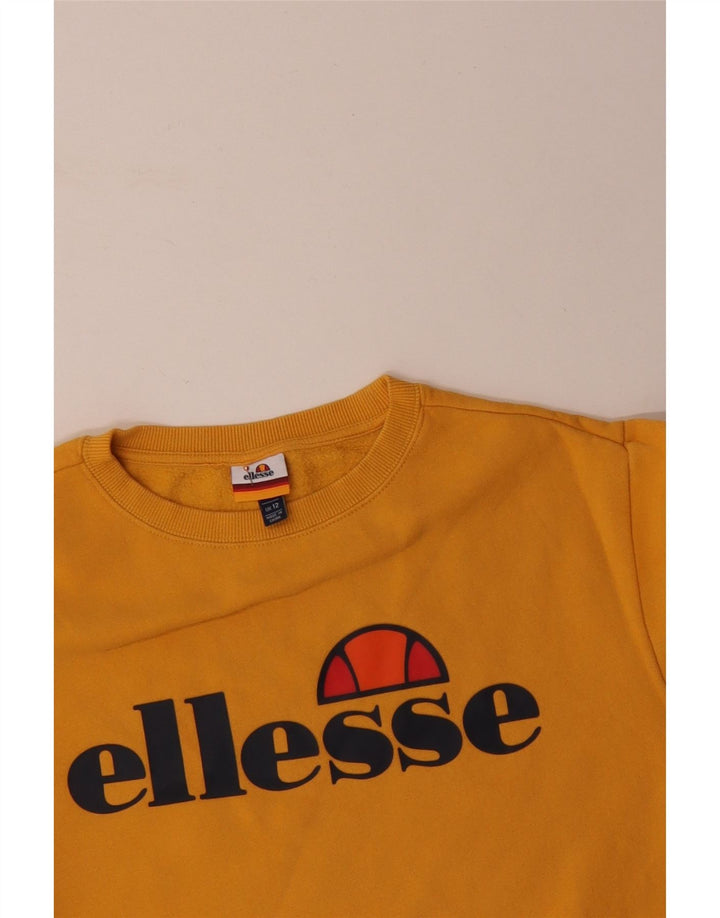 ELLESSE Pulover supradimensionat cu grafic pentru femei UK 12 Galben mediu