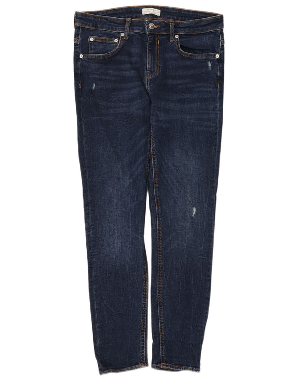 Blugi skinny distressed pentru femei Zara EU 40 Medium W30 L28 Albastru