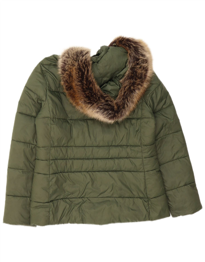 Jachetă căptușită cu glugă Barbour pentru femei UK 12 Poliester verde mediu