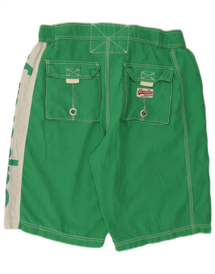 Pantaloni scurți de înot grafic pentru bărbați Superdry XL, verde, poliester color bloc
