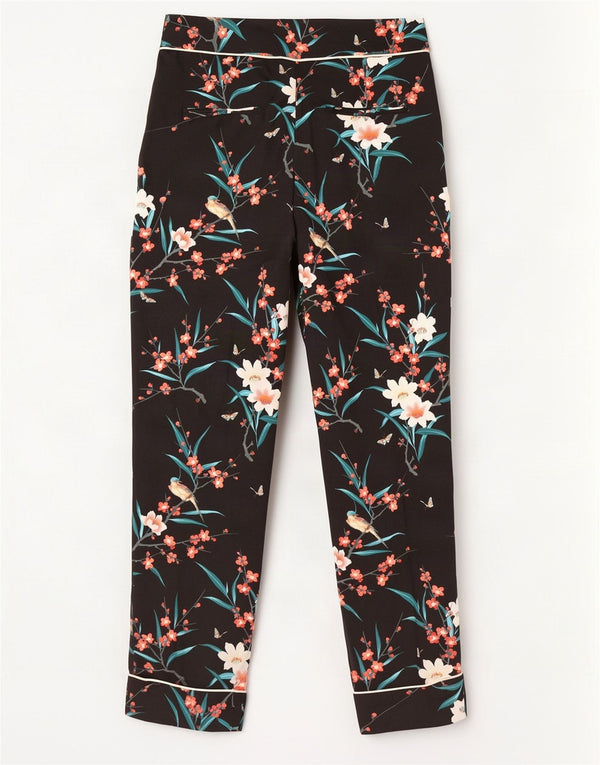 Pantaloni tăiați pentru femei Oasis slim UK 8 Small W28 L26 Black Floral