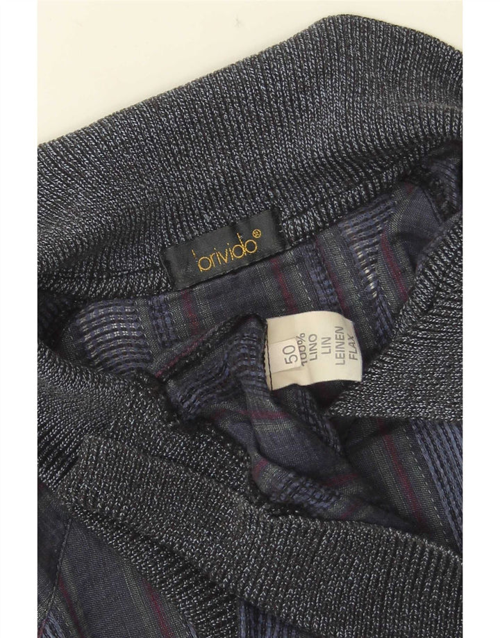 Cămașă pulover cu mânecă scurtă pentru bărbați vintage IT 50 Medium Bleumarin în dungi