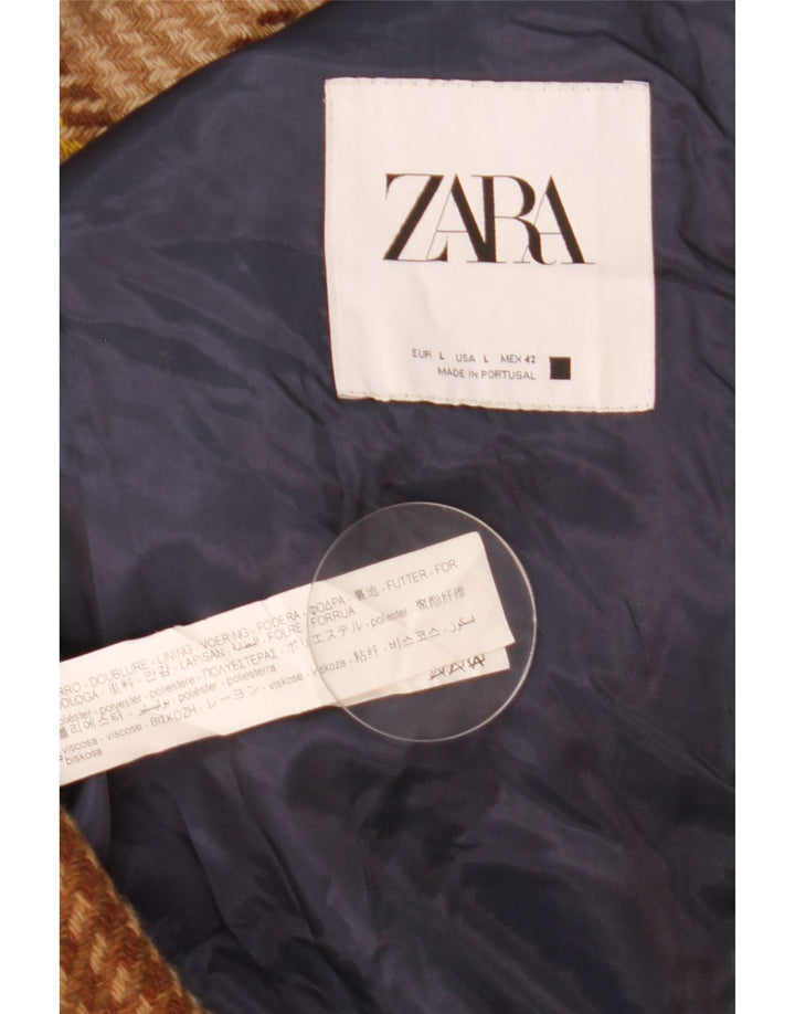 Pardesiu pentru bărbați Zara UK 40, lână mare cu carouri, maro