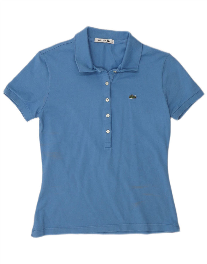 Tricou polo Lacoste pentru femei, mărimea 40, bumbac albastru mediu
