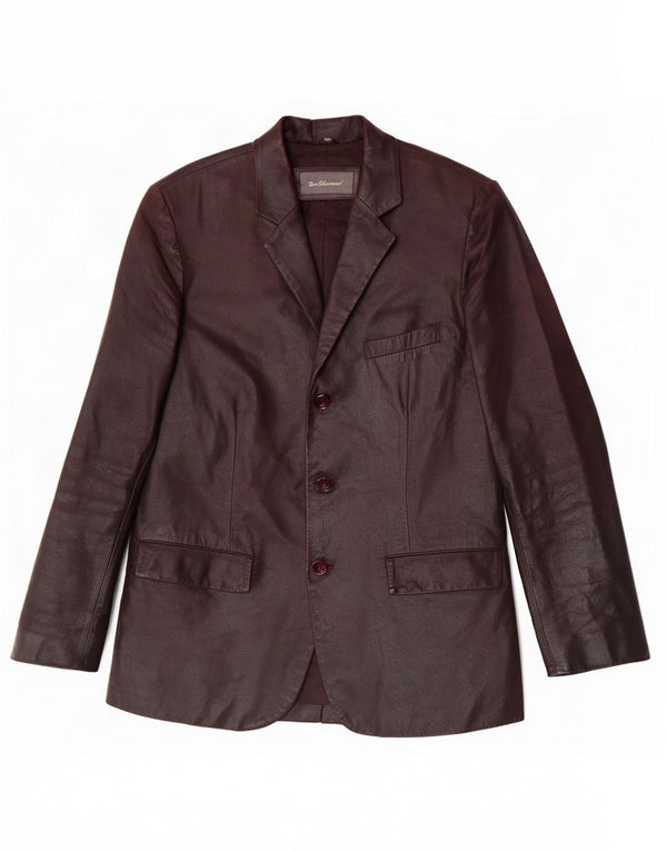 Jachetă pentru bărbați Ben Sherman din piele cu 3 nasturi, UK 38, maro mediu
