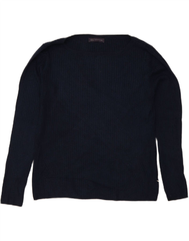 Pulover pentru femei Marks & Spencer cu decolteu cu barca UK 12 Medium Bleumarin