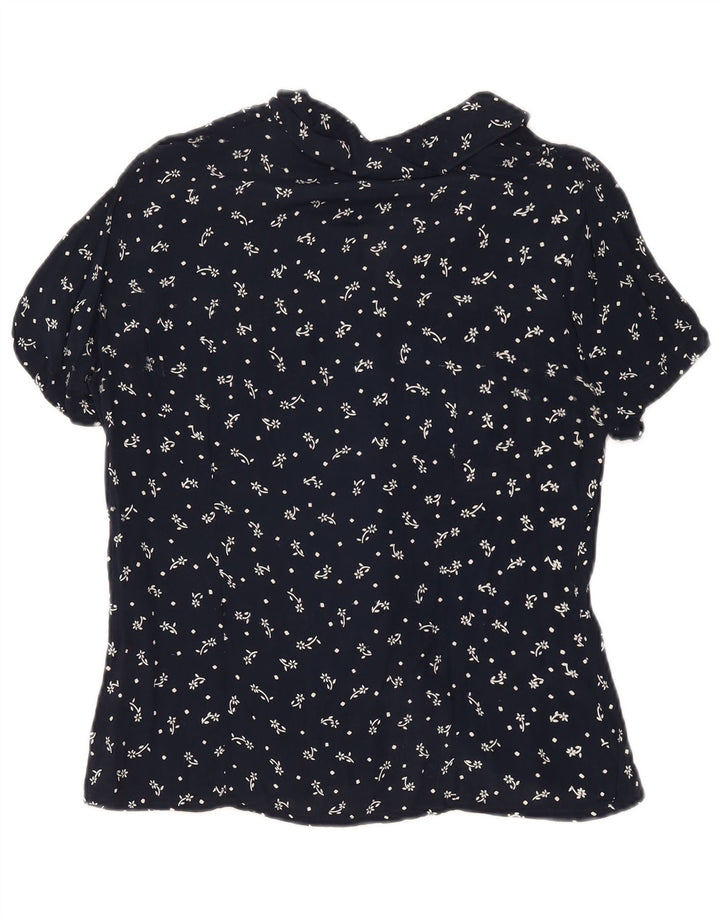 Bluză cămașă cu mânecă scurtă pentru femei Express IT 44 Medium Bleumarin Floral