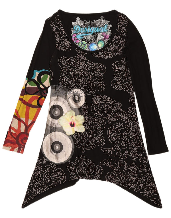 Rochie tunică asimetrică Desigual pentru femei UK 14, mare, neagră, florală