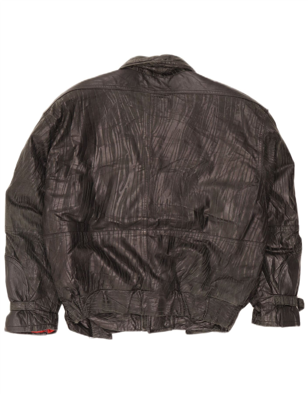 Jachetă Bomber din piele vintage pentru femei IT 54 3XL cu dungi negre