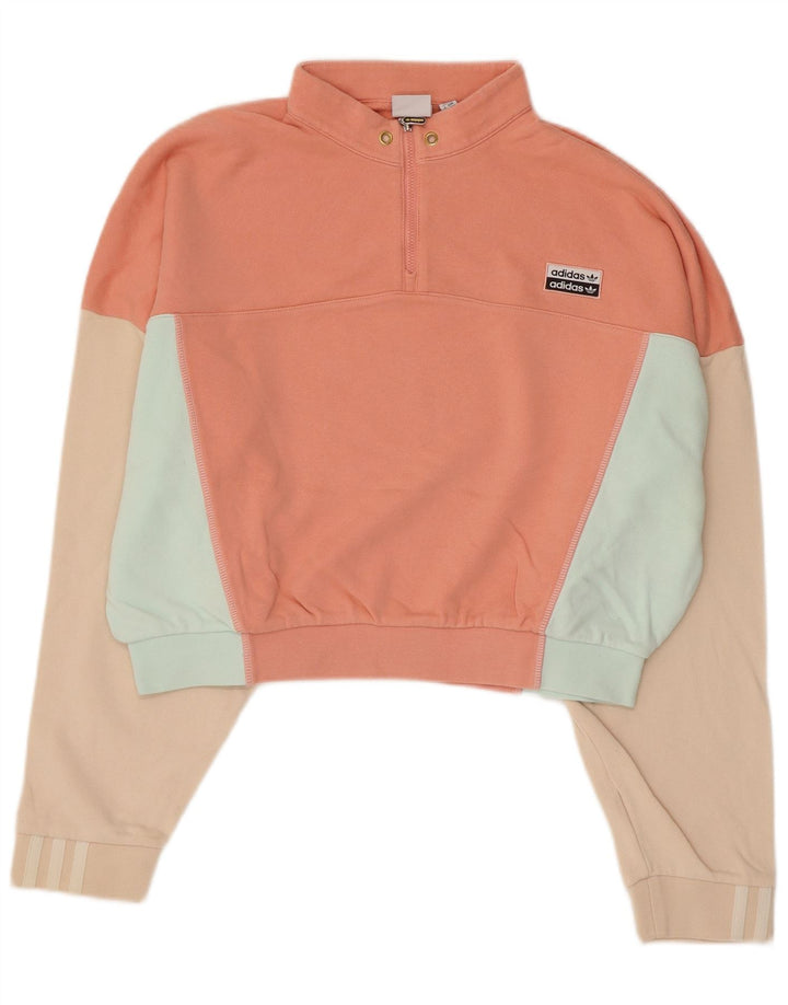 Pulover adidas oversized crop pentru femei UK 14 Roz mediu