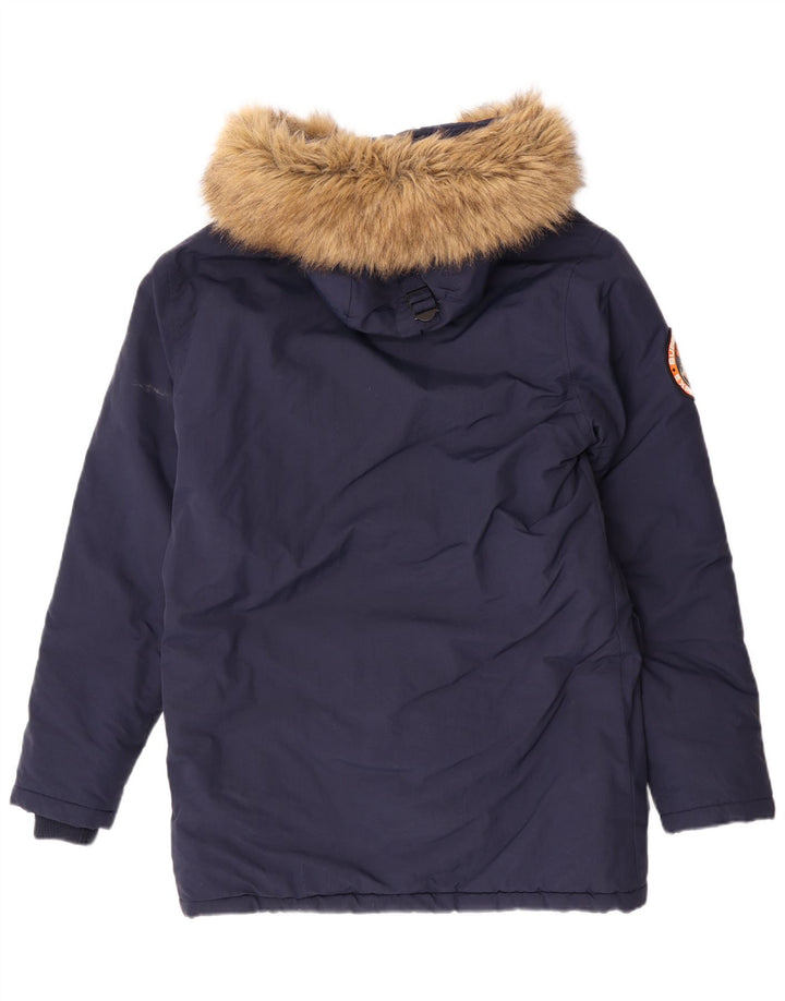 Jachetă parka cu glugă Superdry pentru bărbați Marea Britanie 38 nailon mediu bleumarin