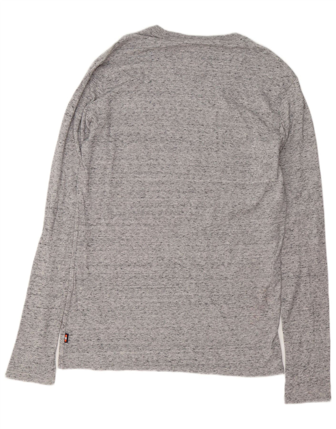 SUPERDRY Top grafic pentru bărbați cu mânecă lungă, mare, gri bumbac cu pete