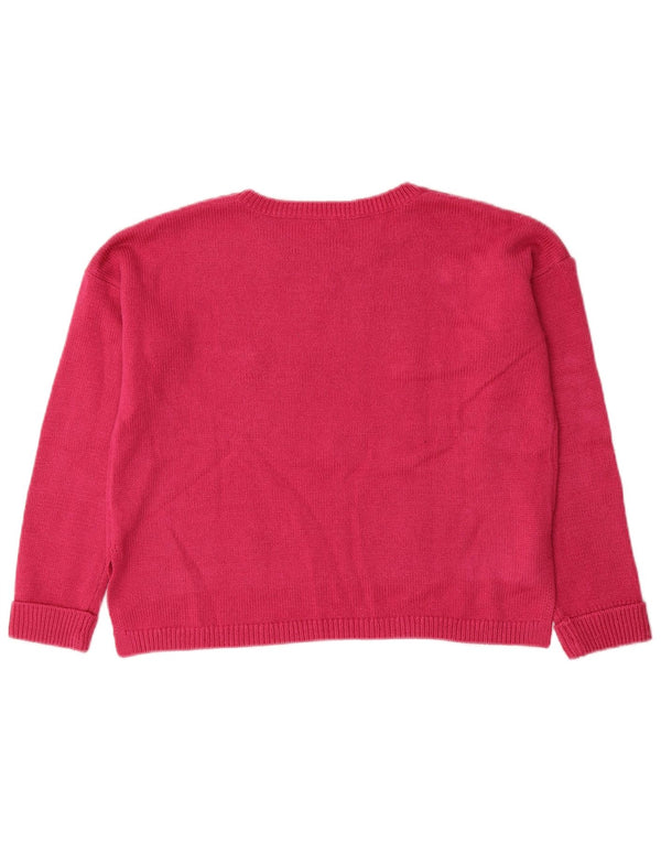 Pulover Benetton pentru fete cu gât de barca 11-12 ani 2XL roz acrilic
