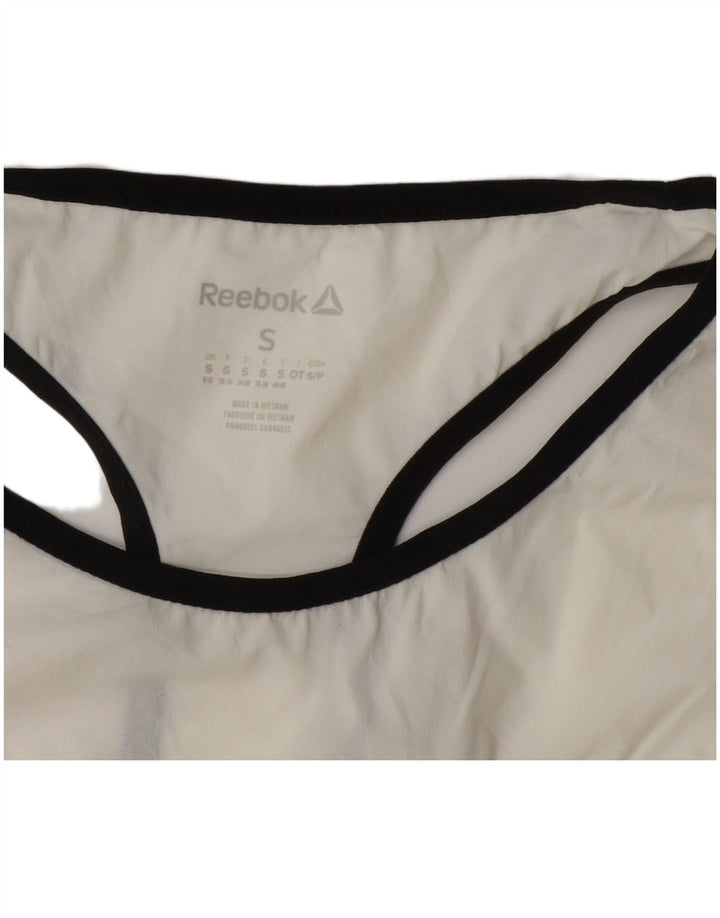 Top cu vestă grafică Reebok pentru femei UK 8/10 Small White
